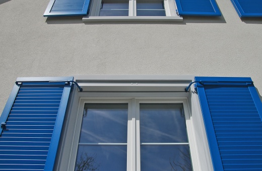 Blue window shutters